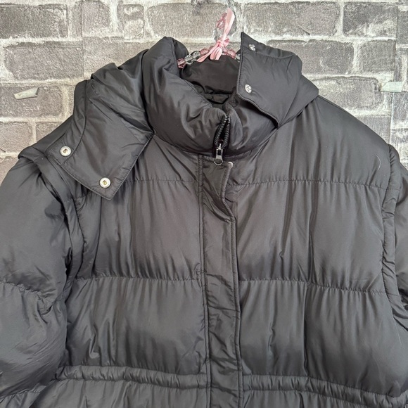 NWT JustFab long puffer coat black pockets vest - Picture 2 of 12